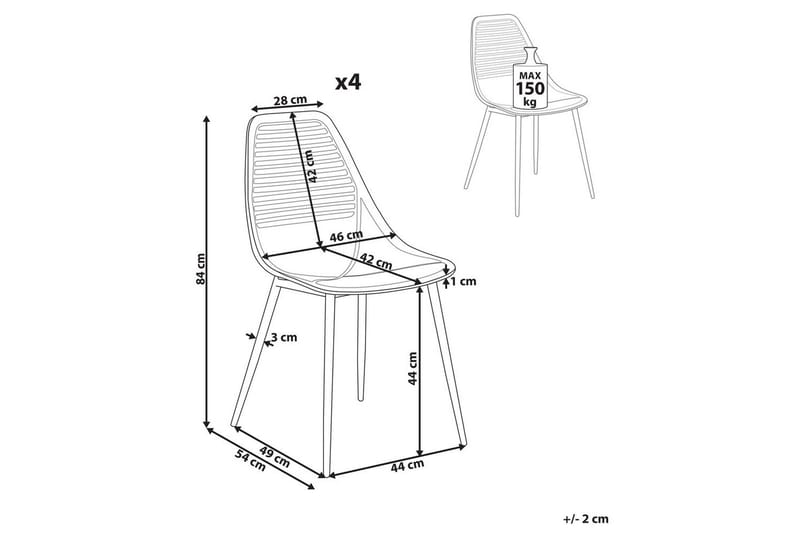Matsalsstol Beliani Montello set om 4 Beige-Ljust Trä Black - Møbler - Stoler - Spisestuestoler & kjøkkenstoler
