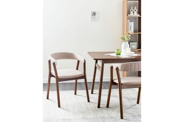 Matsalsstol Beliani Mylo set om 2 Beige-Mörkt Trä Beige - Møbler - Stoler - Spisestuestoler & kjøkkenstoler