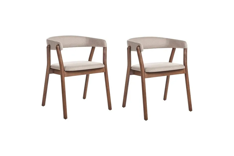 Matsalsstol Beliani Mylo set om 2 Beige-Mörkt Trä Beige