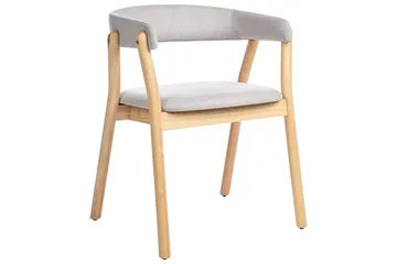 Matsalsstol Beliani Mylo set om 2 Beige-Mörkt Trä Light grey - Møbler - Stoler - Spisestuestoler & kjøkkenstoler