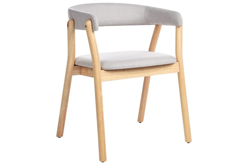 Matsalsstol Beliani Mylo set om 2 Beige-Mörkt Trä Light grey - Møbler - Stoler - Spisestuestoler & kjøkkenstoler