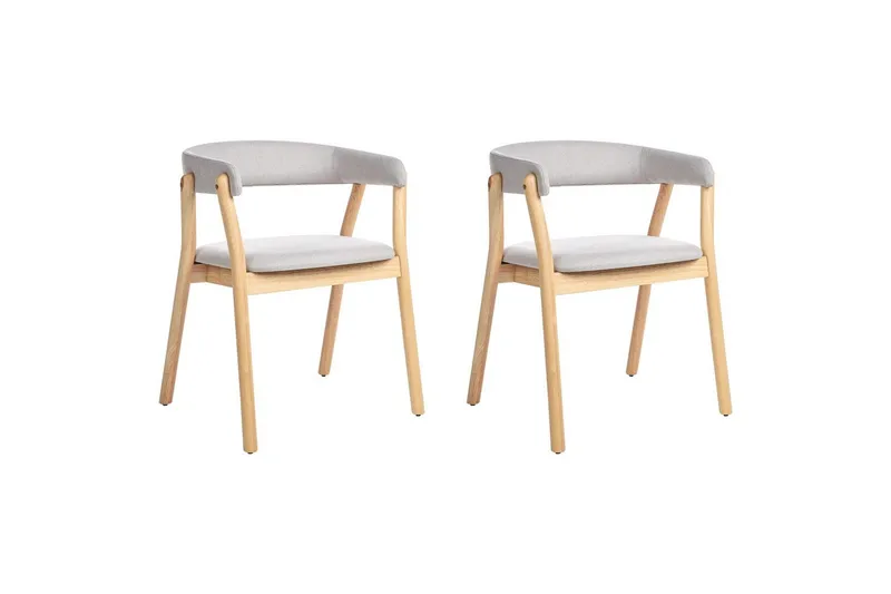 Matsalsstol Beliani Mylo set om 2 Beige-Mörkt Trä Light grey