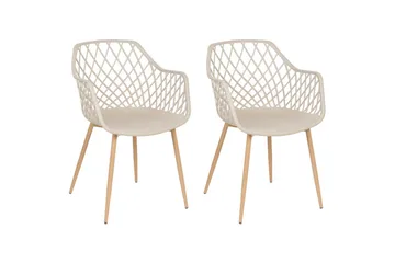 Matsalsstol Beliani Nashua set om 2 Beige - Møbler - Stoler - Spisestuestoler & kjøkkenstoler