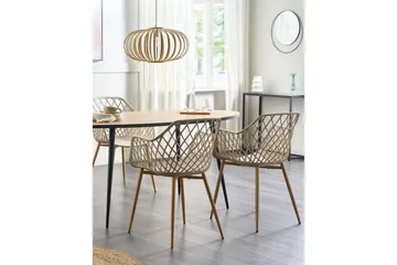 Matsalsstol Beliani Nashua set om 2 Beige - Møbler - Stoler - Spisestuestoler & kjøkkenstoler