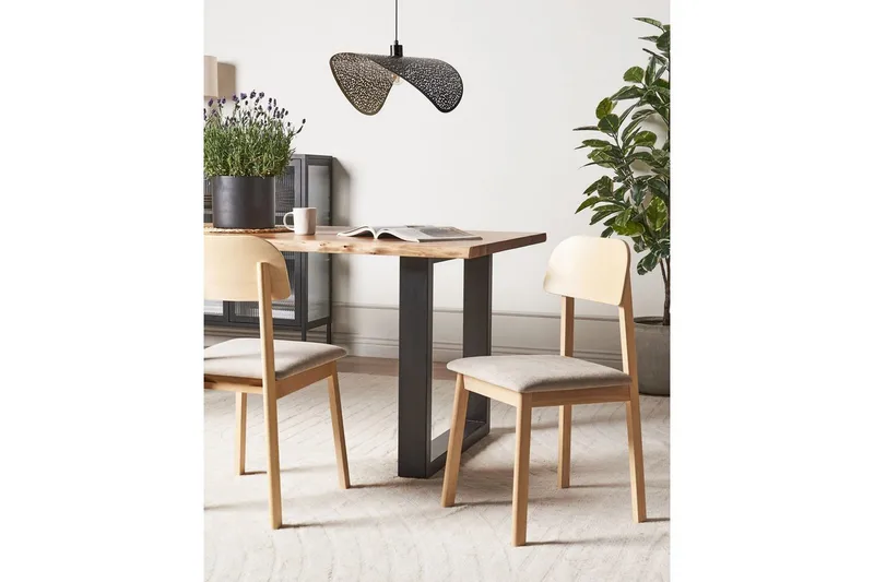 Matsalsstol Beliani Scandia set om 2 Ljus Trä-Beige NO_BRAND Taupe - Møbler - Stoler - Spisestuestoler & kjøkkenstoler