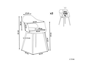 Matsalsstol Beliani Utica set om 2 Pink - Møbler - Stoler - Spisestuestoler & kjøkkenstoler