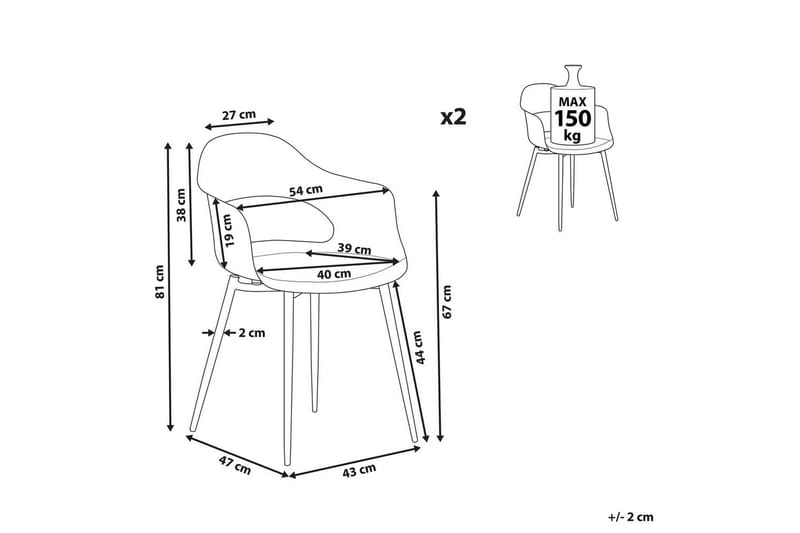 Matsalsstol Beliani Utica set om 2 Pink - Møbler - Stoler - Spisestuestoler & kjøkkenstoler