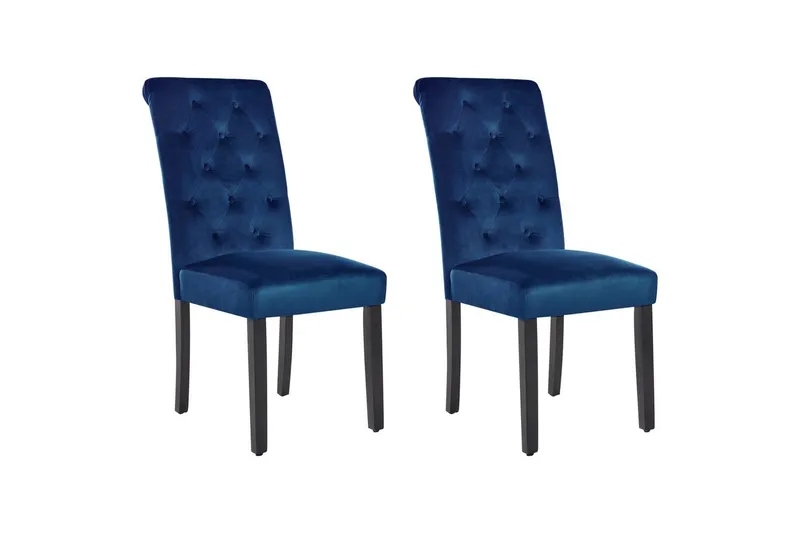 Matsalsstol Beliani Velva set om 2 Blå-Svart Dark blue