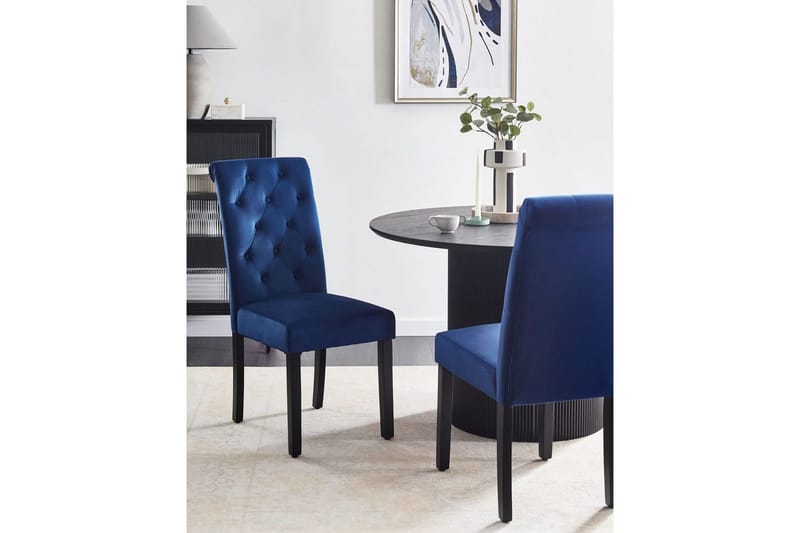 Matsalsstol Beliani Velva set om 2 Blå-Svart Dark blue - Møbler - Stoler - Spisestuestoler & kjøkkenstoler