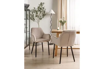 Matsalsstol Beliani Wellston set om 2 Taupe - Møbler - Stoler - Spisestuestoler & kjøkkenstoler