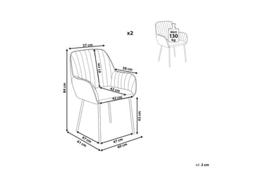Matsalsstol Beliani Wellston set om 2 Taupe - Møbler - Stoler - Spisestuestoler & kjøkkenstoler