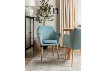 Matsalsstol Beliani Yorkville II Blått-Ljust Trä Light blue - Møbler - Stoler - Spisestuestoler & kjøkkenstoler