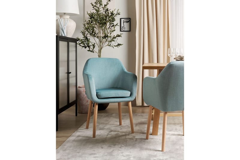 Matsalsstol Beliani Yorkville II Blått-Ljust Trä Light blue - Møbler - Stoler - Spisestuestoler & kjøkkenstoler