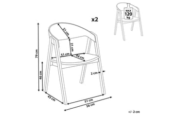 Matsalsstol Beliani Yuba set om 2 Grå-Mörkt Trä Dark green - Møbler - Stoler - Spisestuestoler & kjøkkenstoler