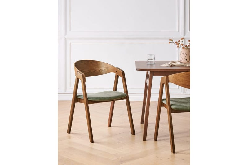 Matsalsstol Beliani Yuba set om 2 Grå-Mörkt Trä Dark green - Møbler - Stoler - Spisestuestoler & kjøkkenstoler