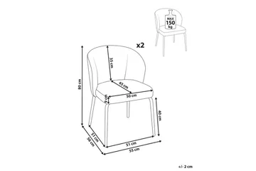 Matsalsstol Beliani Zana set om 2 White - Møbler - Stoler - Spisestuestoler & kjøkkenstoler