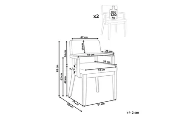 Matsalsstol Dalbo set om 2 Beige-Mörkt Trä Ljusbeige - Møbler - Stoler - Spisestuestoler & kjøkkenstoler