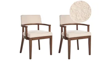 Matsalsstol Dalbo set om 2 Beige-Mörkt Trä Ljusbeige - Møbler - Stoler - Spisestuestoler & kjøkkenstoler