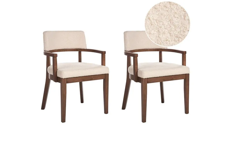 Matsalsstol Dalbo set om 2 Beige-Mörkt Trä Ljusbeige