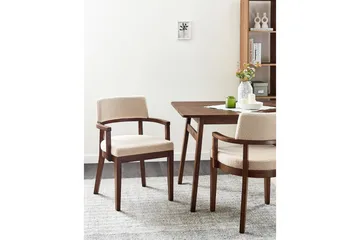 Matsalsstol Dalbo set om 2 Beige-Mörkt Trä Ljusbeige - Møbler - Stoler - Spisestuestoler & kjøkkenstoler