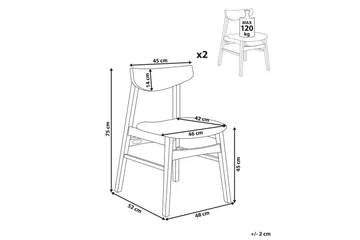 Matsalsstol Smiley set om 2 Mörkt Trä-Grått Light grey - Møbler - Stoler - Spisestuestoler & kjøkkenstoler