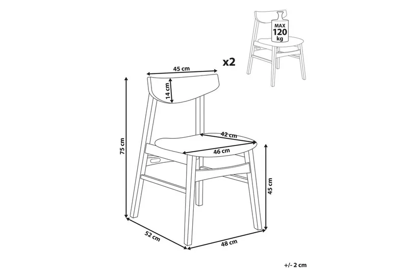 Matsalsstol Smiley set om 2 Mörkt Trä-Grått Light grey - Møbler - Stoler - Spisestuestoler & kjøkkenstoler