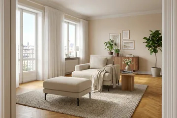 Menard Premium lenestol i stoff - Beige - Møbler - Stoler - Lenestoler