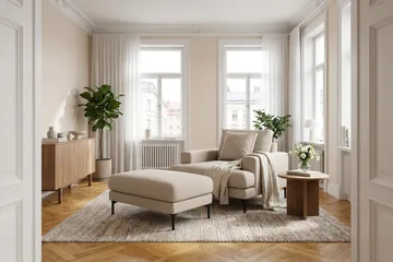 Menard Premium lenestol i stoff - Beige - Møbler - Stoler - Lenestoler