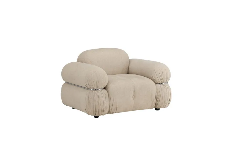 Mika Retro Lenestol i Stoff - Beige - Møbler - Stoler - Lenestoler