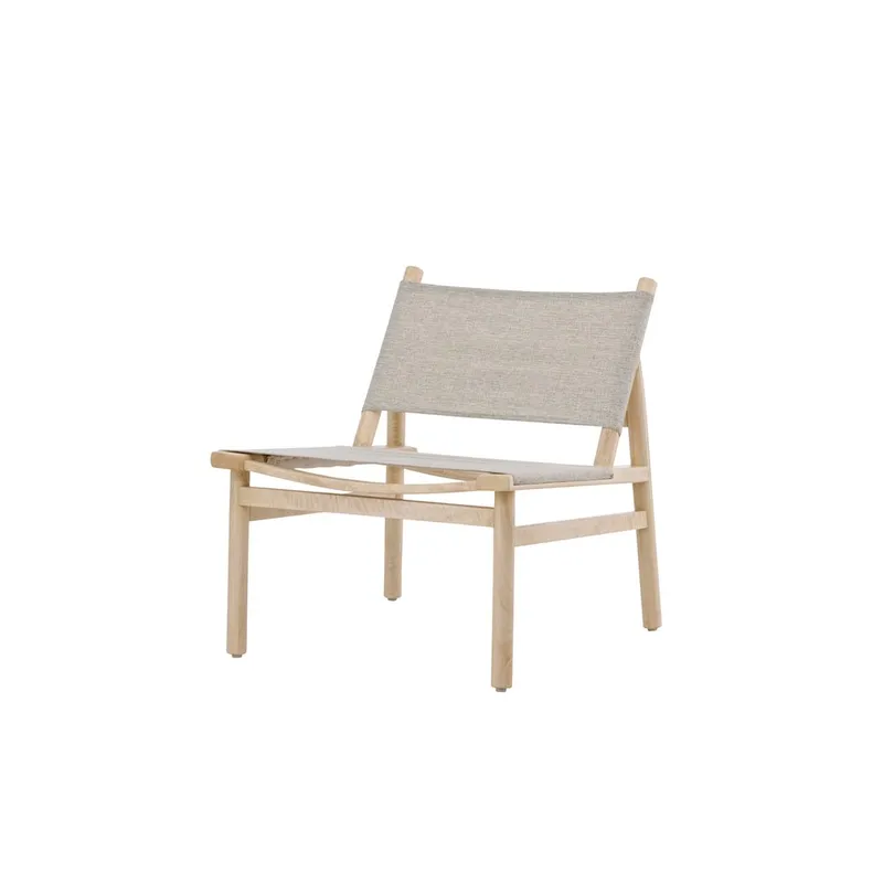Millo Lenestol i Stoff med Treunderstell, Beige