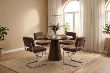 Milva Spisestol i Manchester retro - Brun/Krom - Møbler - Stoler - Spisestuestoler & kjøkkenstoler