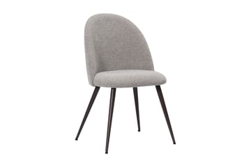 Greige bouclé / Metallben valnøtt