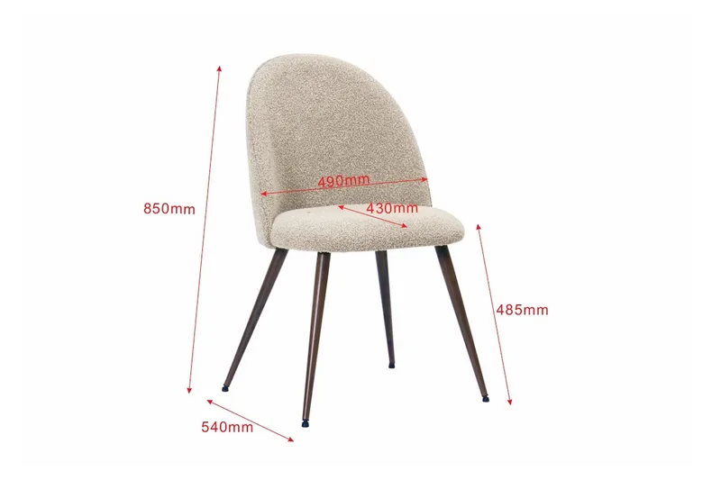 Naira Plus Spisestol - Greige bouclé / Metallben valnøtt - Møbler - Stoler - Spisestuestoler & kjøkkenstoler