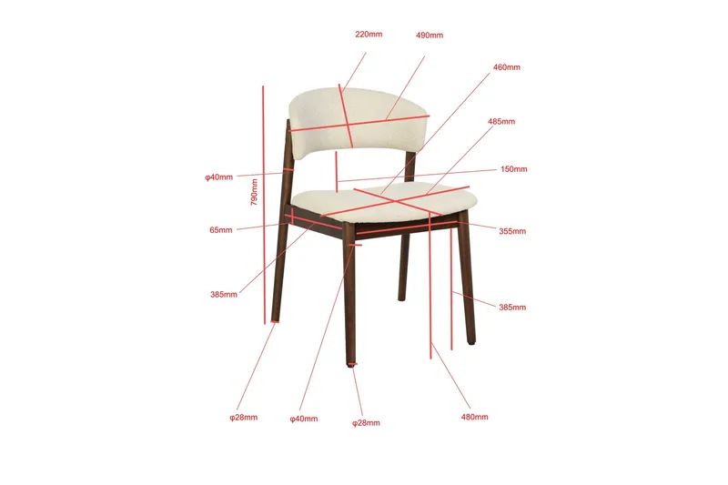 Nala Spisestol i Tre med Stoffsete - Beige - Møbler - Stoler - Spisestuestoler & kjøkkenstoler