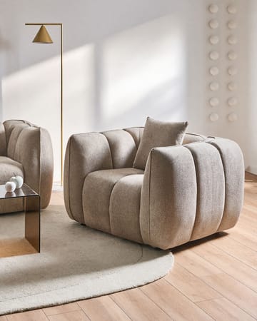 Ness Modern Lenestol i Stoff - Taupe - Møbler - Stoler - Lenestoler