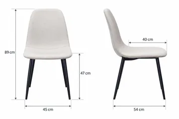 Nibe Spisestol & Kjøkkenstol i Stoff med Svarte Metallben - Beige - Møbler - Stoler - Spisestuestoler & kjøkkenstoler