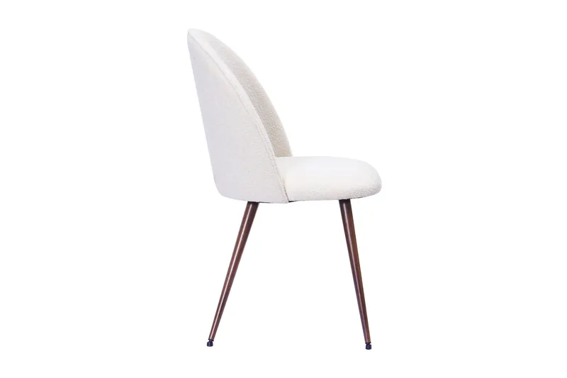 Nibe Plus Spisestol - Hvit bouclé / Metallben valnøtt - Møbler - Stoler - Spisestuestoler & kjøkkenstoler