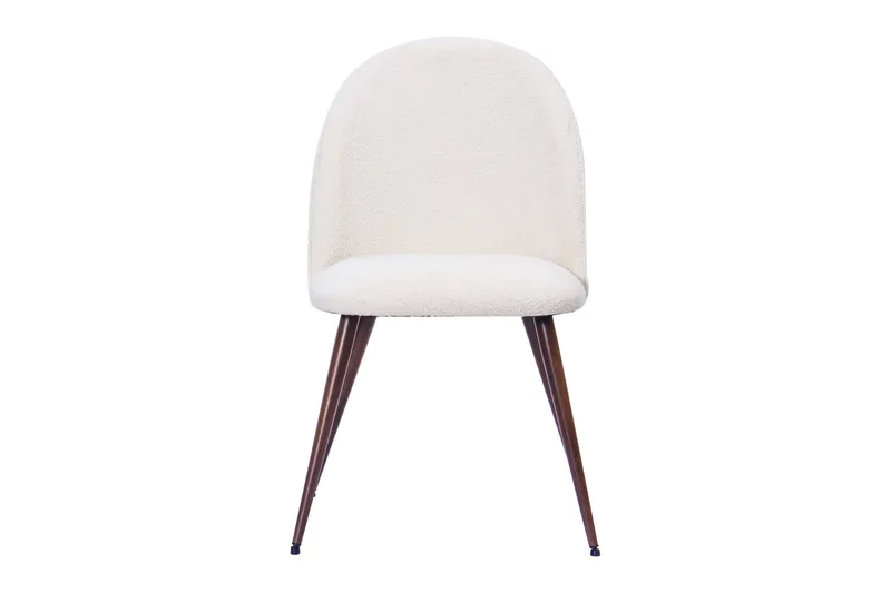 Nibe Plus Spisestol - Hvit bouclé / Metallben valnøtt - Møbler - Stoler - Spisestuestoler & kjøkkenstoler