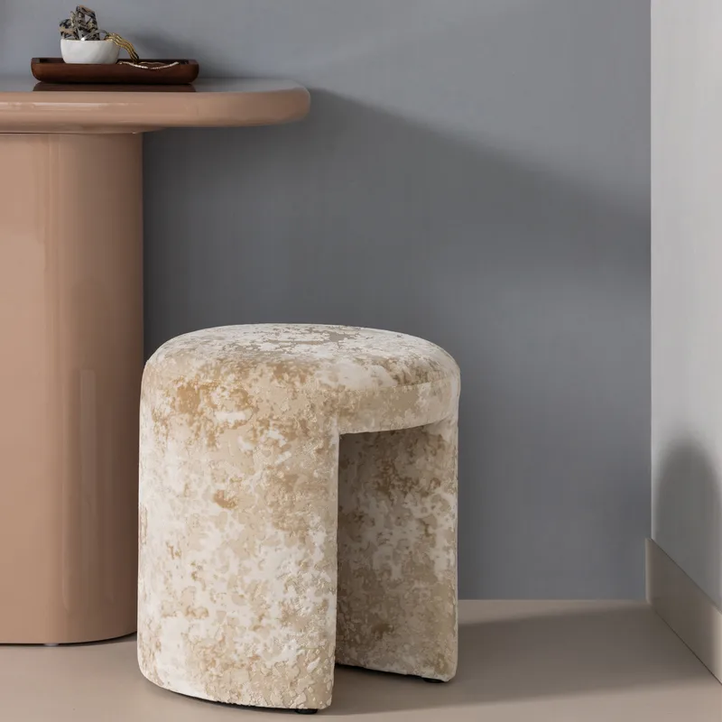 Polstret krakk Charlie 45 cm rundt - Beige - Møbler - Stoler - Krakk