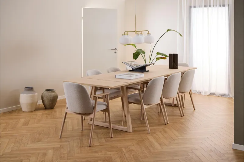 Reciclar Spisestol i bouclé med armlener i eik - Beige - Møbler - Stoler - Spisestuestoler & kjøkkenstoler