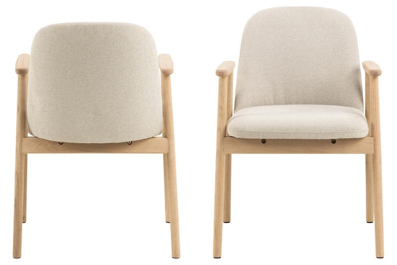 Reciclar Spisestol i bouclé med armlener i eik - Beige - Møbler - Stoler - Spisestuestoler & kjøkkenstoler