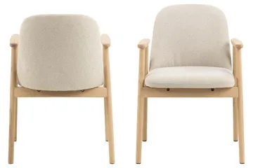 Reciclar Spisestol i bouclé med armlener i eik - Beige - Møbler - Stoler - Spisestuestoler & kjøkkenstoler