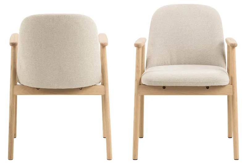 Reciclar Spisestol i bouclé med armlener i eik - Beige - Møbler - Stoler - Spisestuestoler & kjøkkenstoler