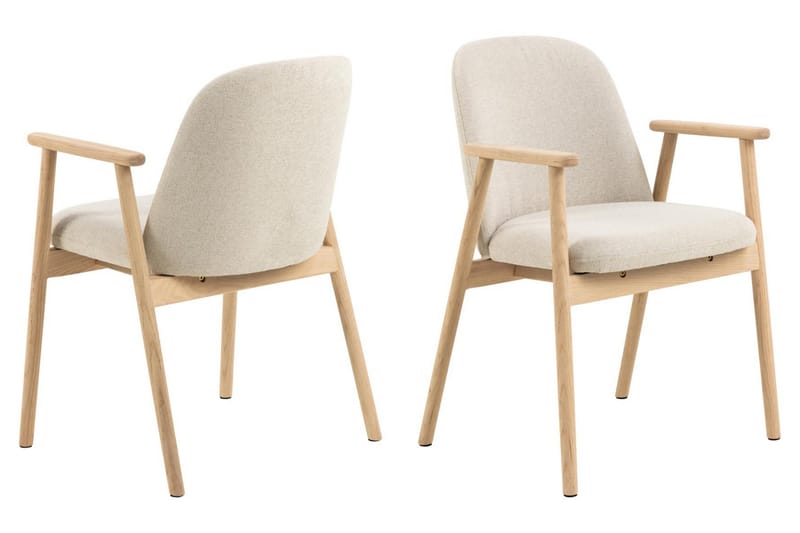 Reciclar Spisestol i bouclé med armlener i eik, Beige