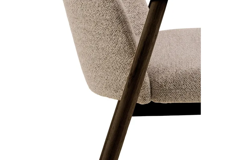 Reciclar Spisestol i bouclé med armlener i eik - Mørk brun/Greige - Møbler - Stoler - Spisestuestoler & kjøkkenstoler