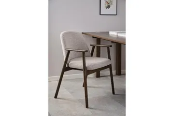 Reciclar Spisestol i bouclé med armlener i eik - Mørk brun/Greige - Møbler - Stoler - Spisestuestoler & kjøkkenstoler