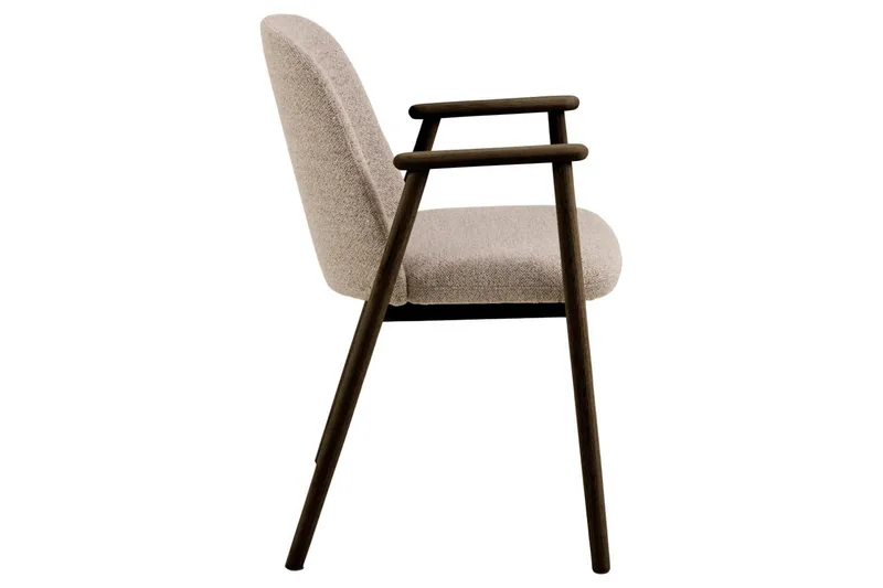 Reciclar Spisestol i bouclé med armlener i eik - Mørk brun/Greige - Møbler - Stoler - Spisestuestoler & kjøkkenstoler