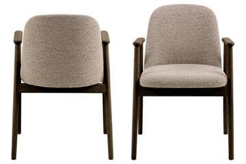 Reciclar Spisestol i bouclé med armlener i eik - Mørk brun/Greige - Møbler - Stoler - Spisestuestoler & kjøkkenstoler