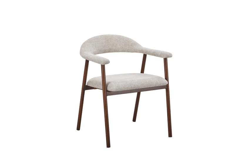 Ronja spisestol i metall med stoffsete, Beige/valnøtt