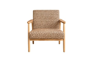 Runbert Retro Lenestol i Chenille med Armlene og Trestativ - Brun - Møbler - Stoler - Lenestoler